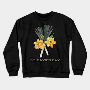 St David's Day Daffodils And Leeks Welsh Vibrant Look Crewneck Sweatshirt